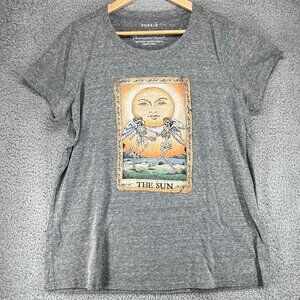 Torrid The Sun Tarot Card Dancing Skeleton Angels Gray T-Shirt Torrid sz 1 (1X)